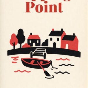 Premade Cozy Mystery Book Cover, Rowing Boat on the Pond, Two Colour Ebook Design image 1