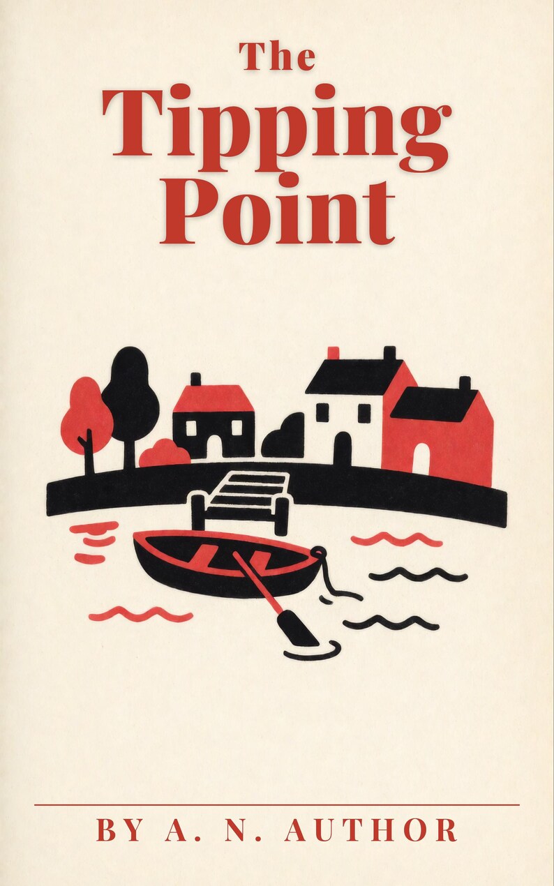 Premade Cozy Mystery Book Cover, Rowing Boat on the Pond, Two Colour Ebook Design image 1