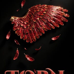 Premade Sci Fi Book Cover, Hammered Crimson Metal Wing Art for Space Opera Authors image 1