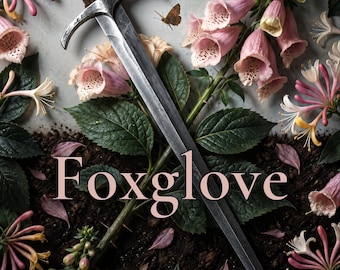 Premade Romantasy Book Cover, Dagger in Pink Foxgloves Art for Poison Garden Authors