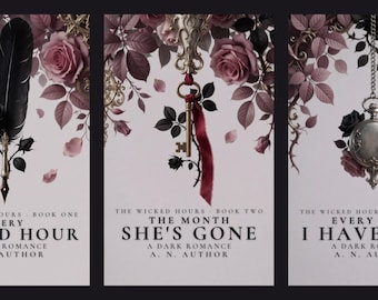 Dark Romance Book Cover Set of 3, Premade Series Ebook Covers, Roses and Key