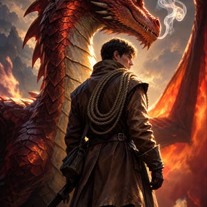 Premade Fantasy Book Cover, Young Man and Copper Dragon Art for Dragon Rider Authors image 3