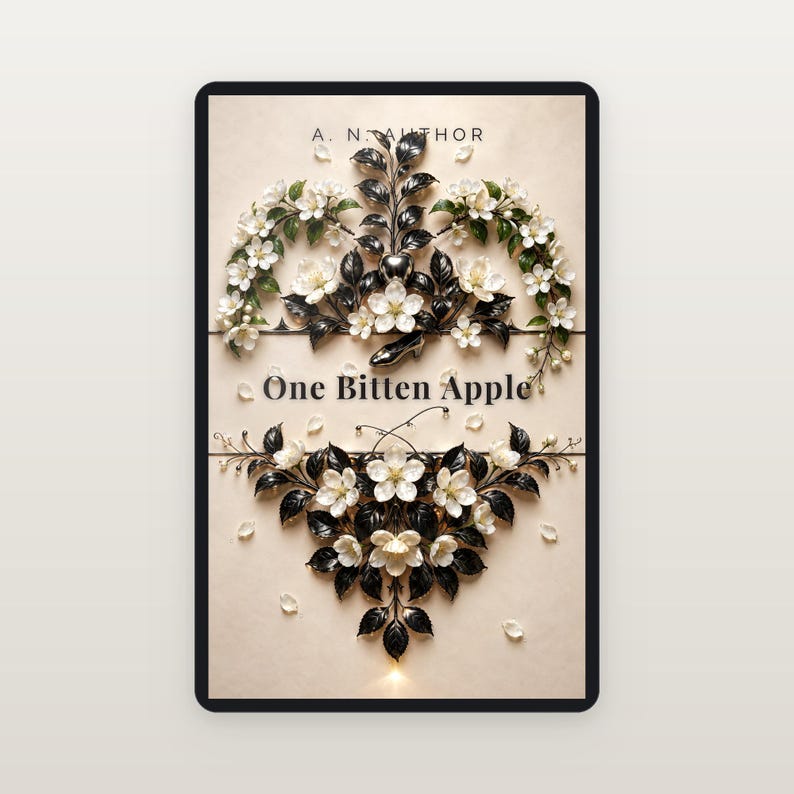 Premade Romantasy Book Cover, Silver Apple and Blossom, Fairytale Retelling Ebook Design image 2