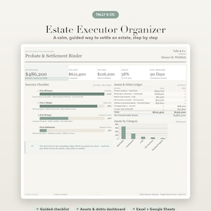 Estate Executor Organizer Spreadsheet, After Death Checklist, Probate Asset and Debt Tracker, Excel and Google Sheets, Digital Download
