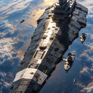 Premade Sci Fi Book Cover, Dreadnought Over a Planet Art for Space Fleet Authors image 3