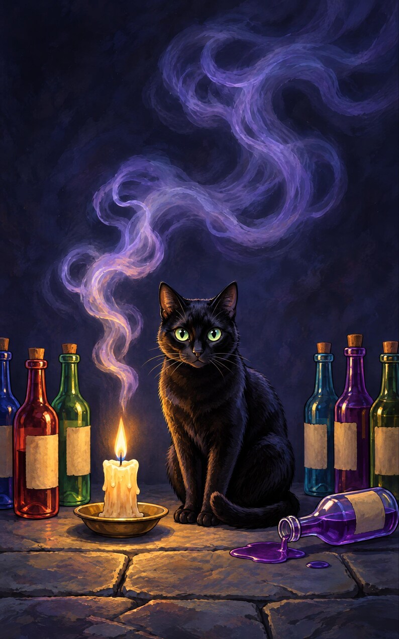 Premade Cozy Mystery Book Cover, Black Cat and Candle Art for Witchy Cozy Authors image 3