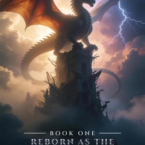 Premade Dragon Book Cover, Storm and Lightning Art for LitRPG Progression Fantasy Authors image 1