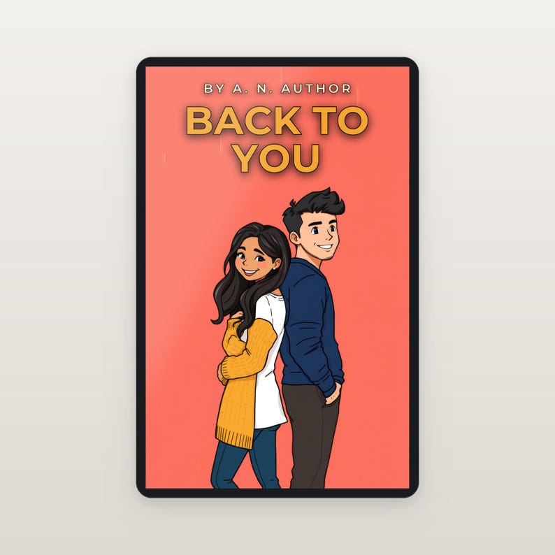 Premade Rom Com Book Cover, Laughing Couple Illustration Art for Second Chance Authors image 2