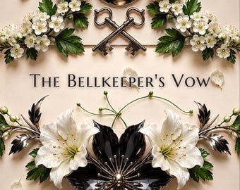 Premade Romantasy Book Cover, Silver Bell and Crossed Keys, Fairytale Ebook Design