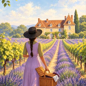 Premade Cozy Mystery Book Cover, Lavender Fields Chateau Art for Travel Cozy Authors image 3