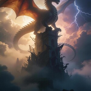 Premade Dragon Book Cover, Storm and Lightning Art for LitRPG Progression Fantasy Authors image 4