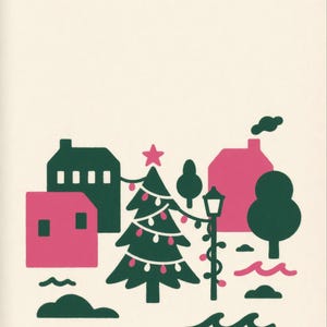 Premade Rom Com Book Cover, Village Tree in Two Colours Art for Christmas Authors image 3