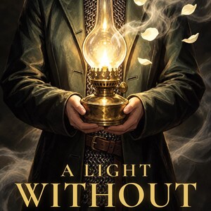 Premade Fantasy Book Cover, Woman With a Glass Lamp, Vampire Hunter Ebook Design image 1