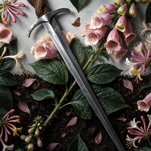 Premade Romantasy Book Cover, Dagger in Pink Foxgloves Art for Poison Garden Authors image 3