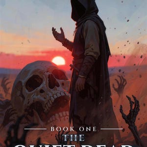 Capa de livro de fantasia sombria pré-fabricada, com caveiras e arte de mortos-vivos para autores necromantes. imagem 3