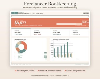 Freelancer Buchhaltung, Kalkulierung, Income Expense Tracker, Tax Estimator (Digitaler Download)