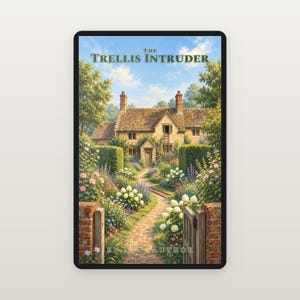 Premade Cozy Mystery Book Cover, Stone Farmhouse and Ladder Art for Village Cozy Authors image 2