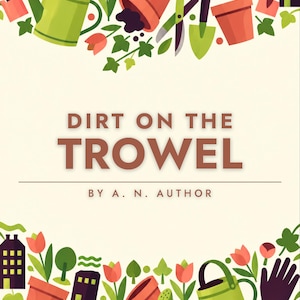 Premade Cozy Mystery Book Cover, Watering Cans and Trowels Art for Garden Cozy Authors image 1