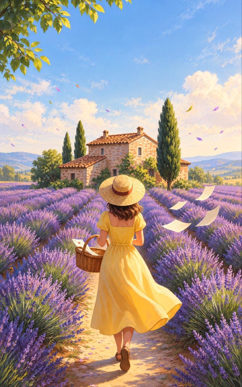 Lavender Farm Cozy Mystery Book Cover, Summer Sun Hat Art (Digital Download) image 3