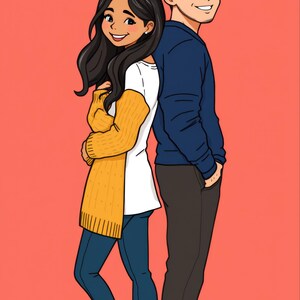 Premade Rom Com Book Cover, Laughing Couple Illustration Art for Second Chance Authors image 3