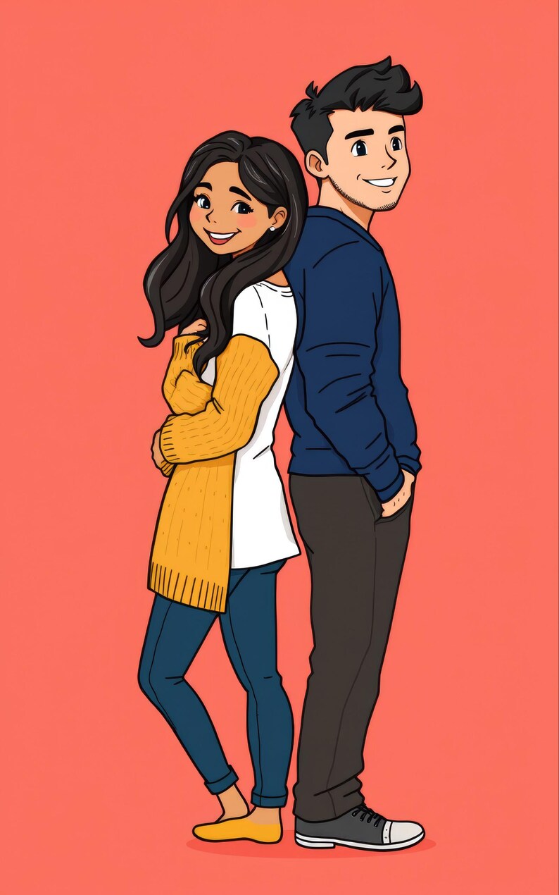 Premade Rom Com Book Cover, Laughing Couple Illustration Art for Second Chance Authors image 3