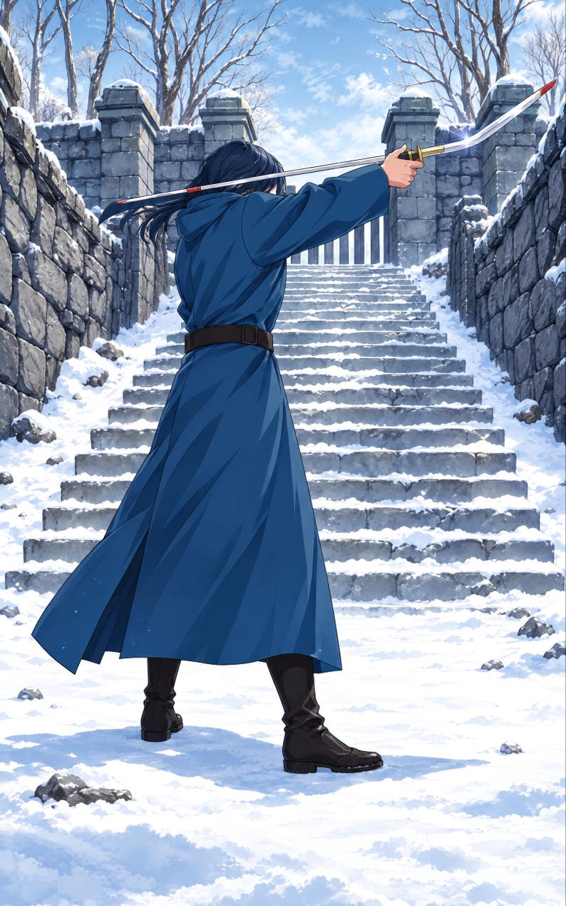 LitRPG Book Cover, Sword, Broken Stair, Snow Art (Digital Download) image 3
