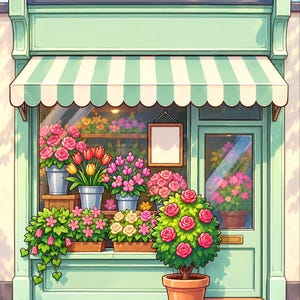 Premade Cozy Mystery Book Cover, Flower Shop Storefront, Florist Ebook Design image 3