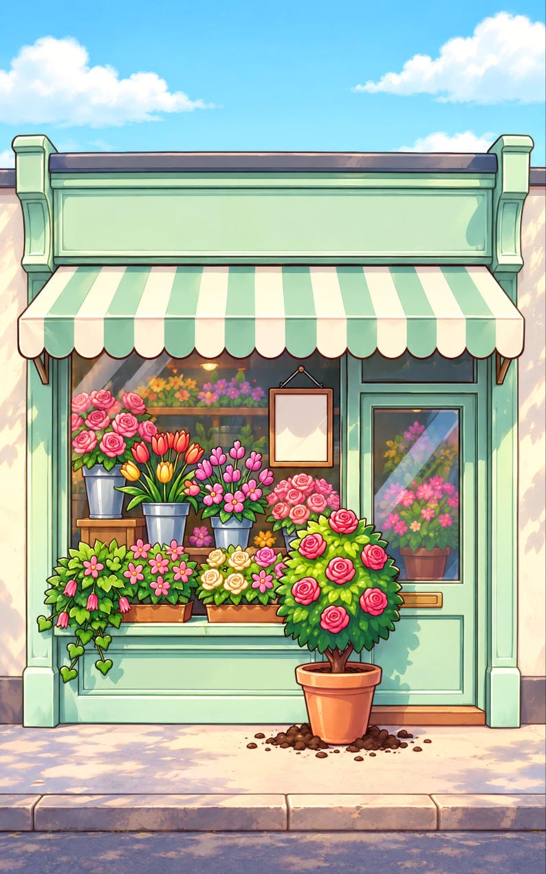 Premade Cozy Mystery Book Cover, Flower Shop Storefront, Florist Ebook Design image 3