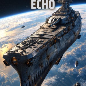 Premade Sci Fi Book Cover, Warship Firing Its Spinal Gun, Military Sci Fi Ebook Design image 1