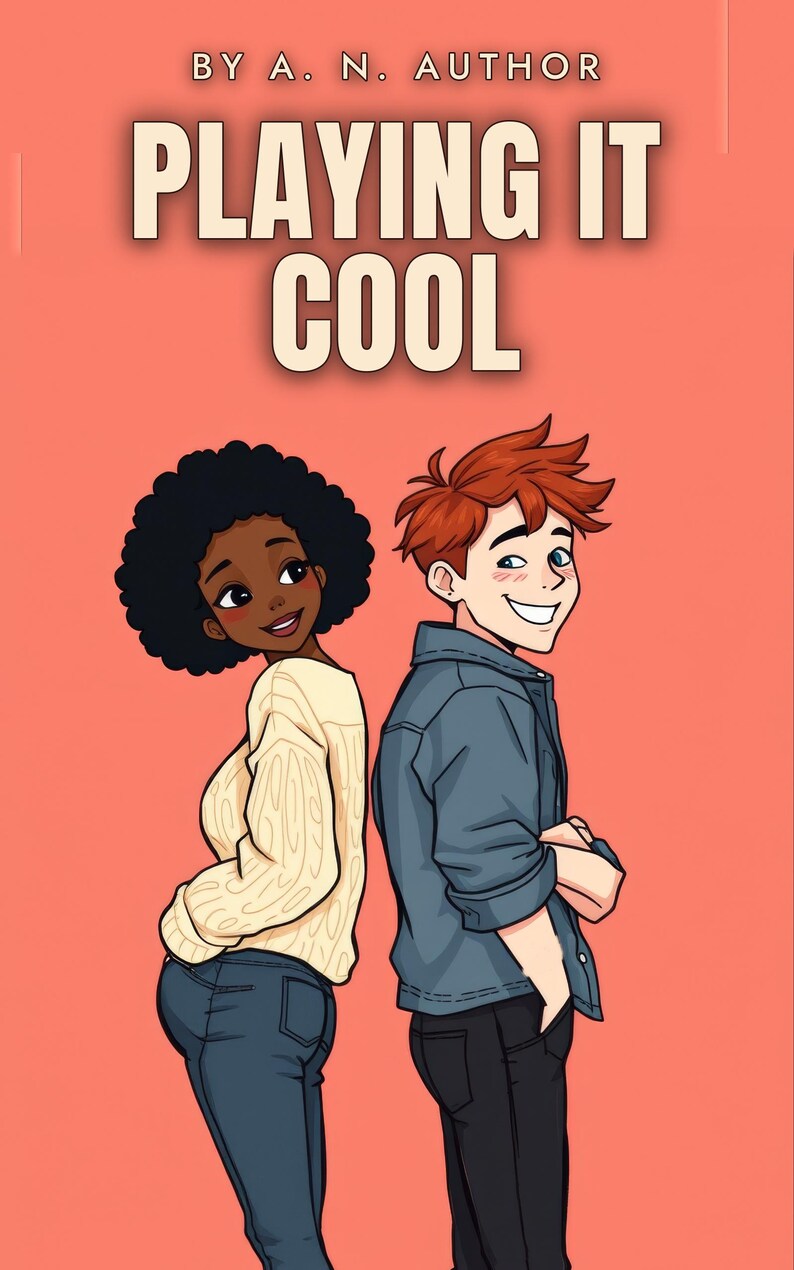 Premade Rom Com Book Cover, Eye Roll Couple Illustration Art for Fake Dating Authors image 1
