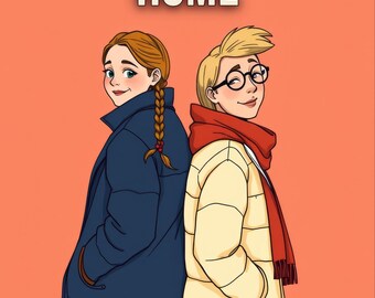 Premade Winter Romance Book Cover, Snow Walk Couple in Scarves (Digital Download)