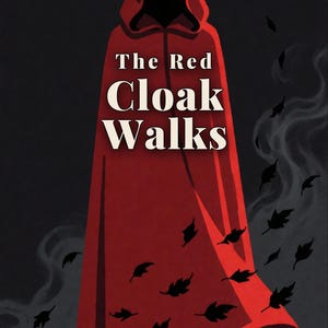 Premade Witchy Book Cover, Hooded Figure in Red Cloak Art for Dark Fairy Tale Authors image 1