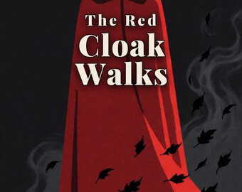 Premade Witchy Book Cover, Hooded Figure in Red Cloak Art for Dark Fairy Tale Authors