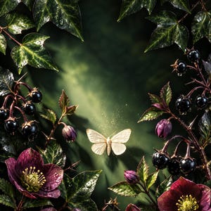 Premade Witchy Book Cover, Cream Moth in Nightshade Art for Hedge Witch Authors image 1