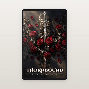 Premade Fantasy Book Cover, Silver Rapier in Crimson Roses Art for Dark Fantasy Authors image 2