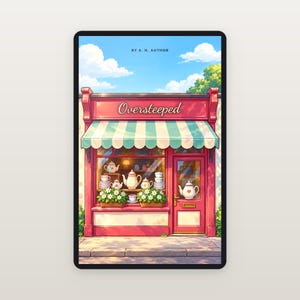 Premade Cozy Mystery Book Cover, Pink Tea Room Storefront, Tea Shop Ebook Design image 2