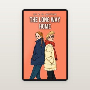 Premade Winter Romance Book Cover, Snow Walk Couple in Scarves (Digital Download) image 2