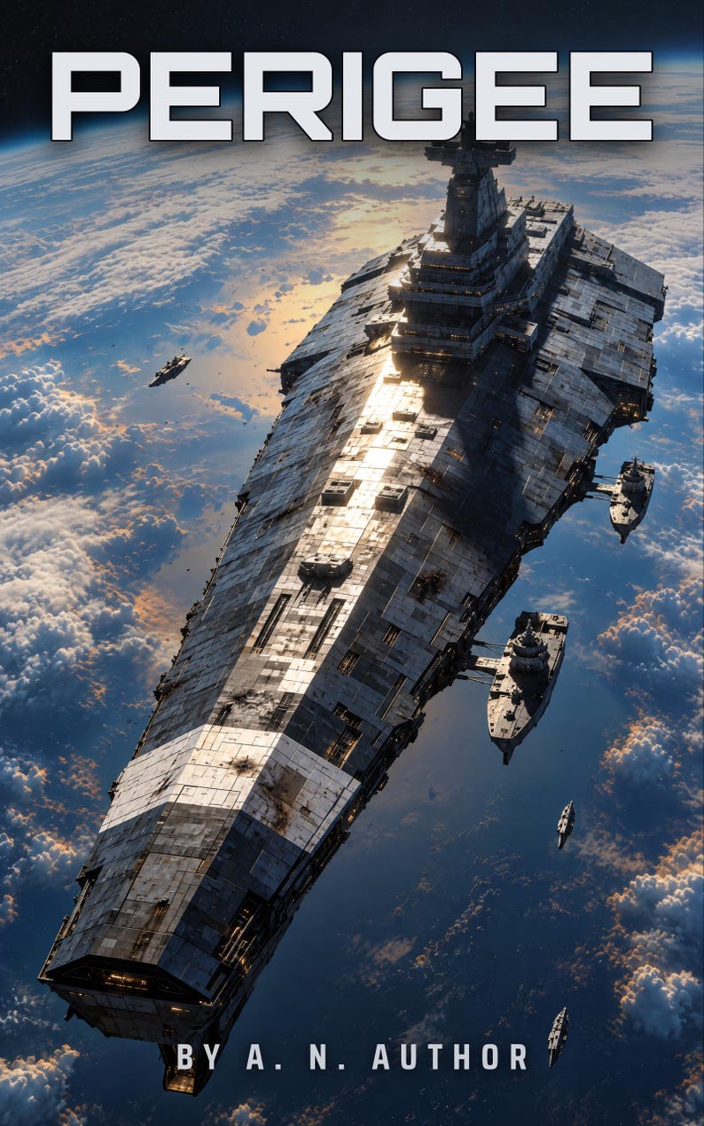 Premade Sci Fi Book Cover, Dreadnought Over a Planet Art for Space Fleet Authors image 1