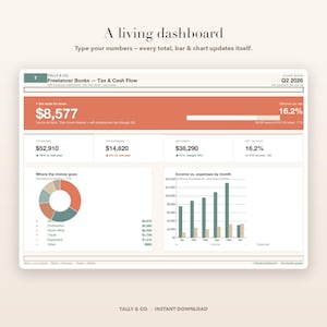 Freelancer boekhoudspreadsheet, inkomsten-uitgaventracker, belastingschatter (digitale download) afbeelding 2