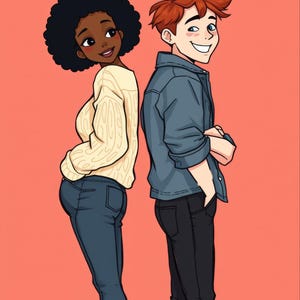 Premade Rom Com Book Cover, Eye Roll Couple Illustration Art for Fake Dating Authors image 3