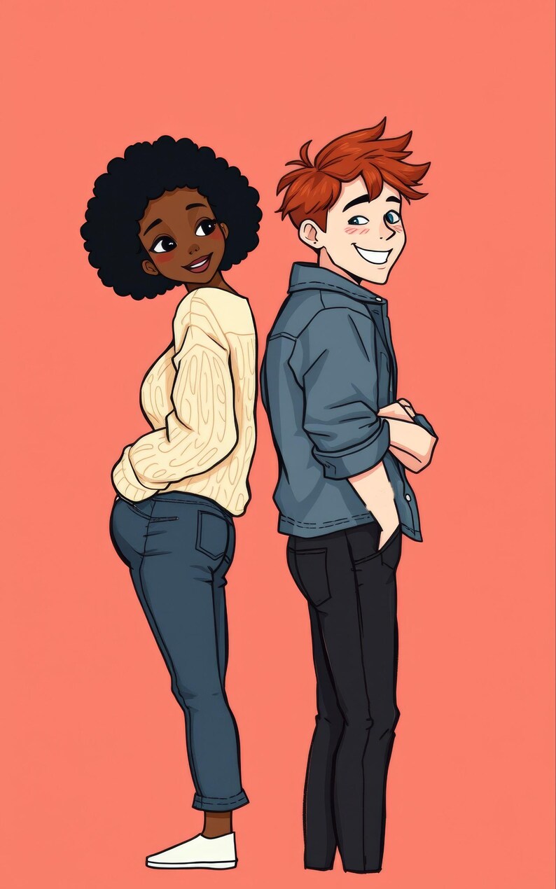 Premade Rom Com Book Cover, Eye Roll Couple Illustration Art for Fake Dating Authors image 3
