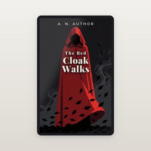 Premade Witchy Book Cover, Hooded Figure in Red Cloak Art for Dark Fairy Tale Authors image 2