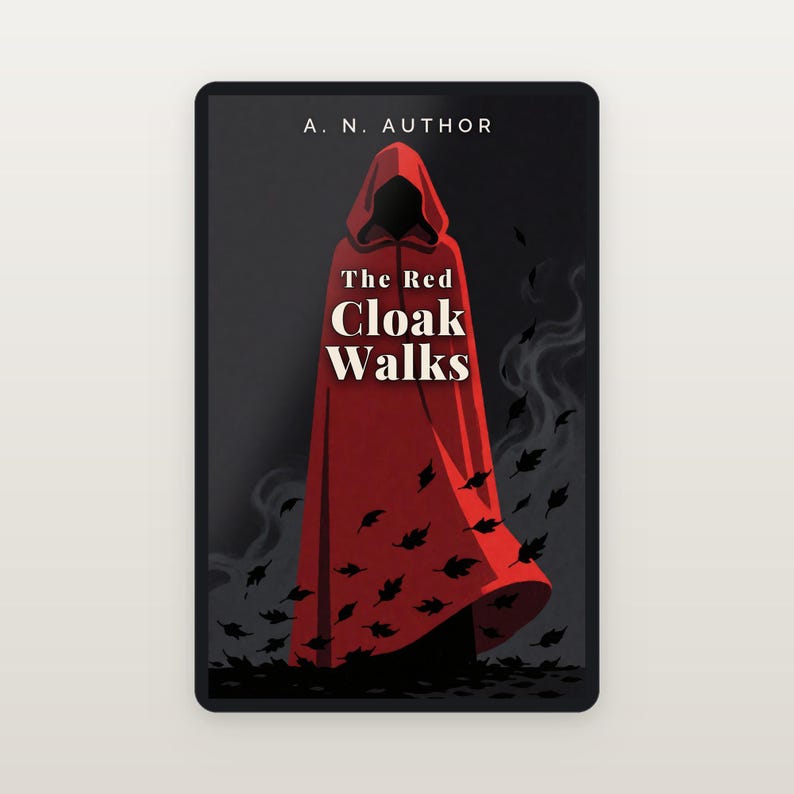 Premade Witchy Book Cover, Hooded Figure in Red Cloak Art for Dark Fairy Tale Authors image 2