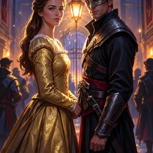 Premade Fantasy Book Cover, Princess and Masked Assassin Art for Romantic Fantasy Authors image 3