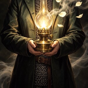 Premade Fantasy Book Cover, Woman With a Glass Lamp, Vampire Hunter Ebook Design image 3