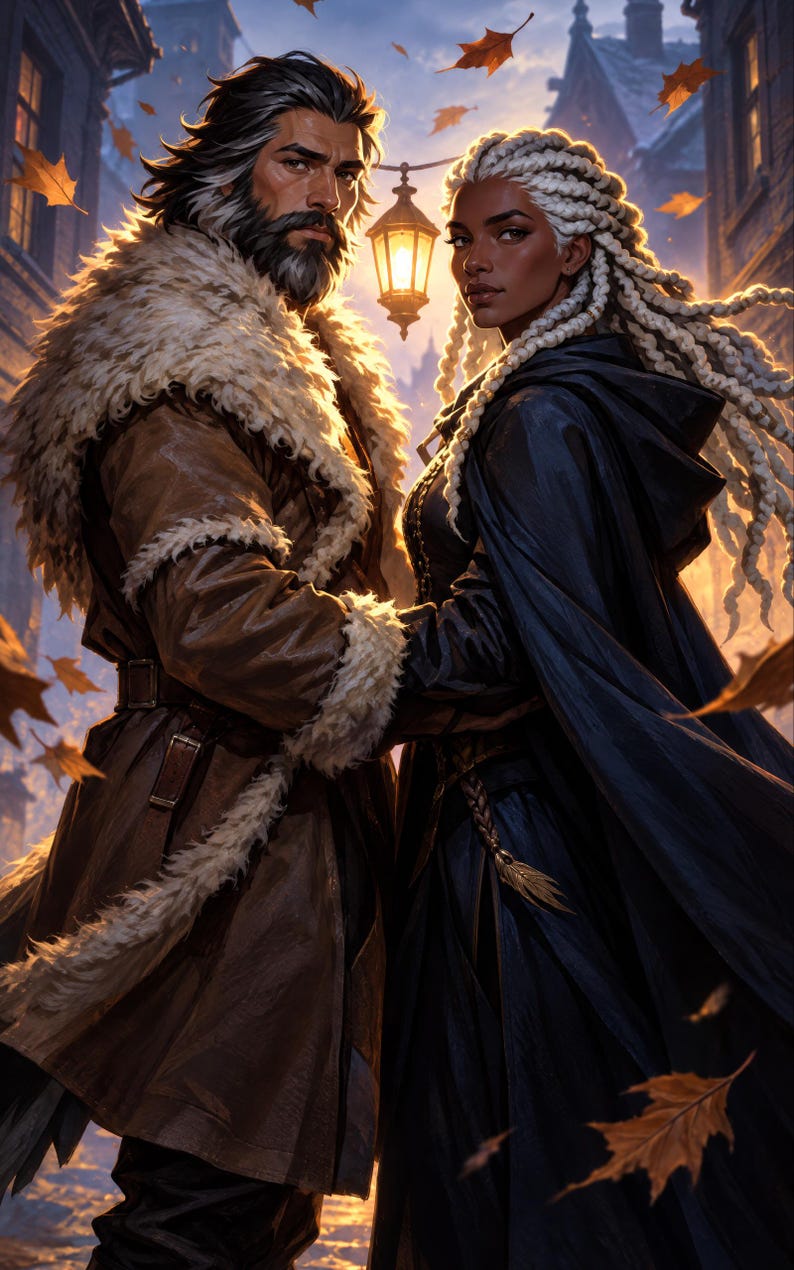 Urban Fantasy Book Cover, Wolf Shifter and Witch at Lamplight (Digital Download) image 3