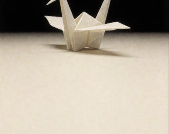Premade Fantasy Book Cover, Paper Crane in an Open Hand Art for Literary Fantasy Authors