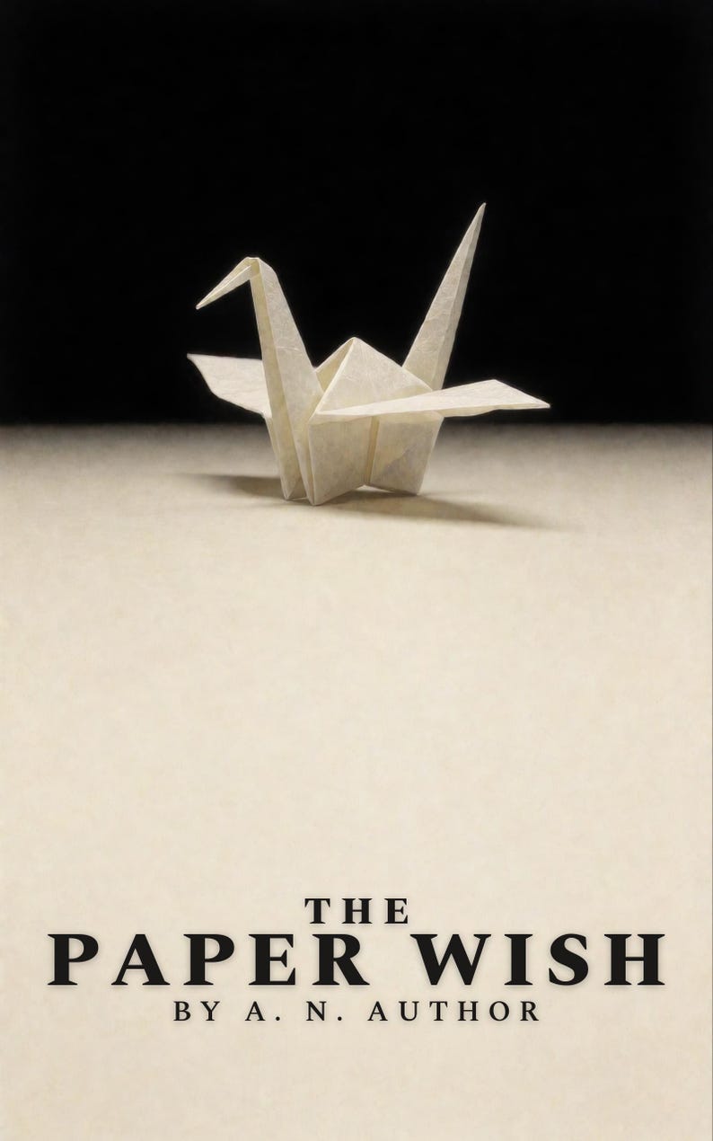 Premade Fantasy Book Cover, Paper Crane in an Open Hand Art for Literary Fantasy Authors image 1
