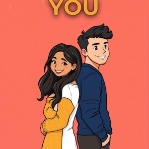 Premade Rom Com Book Cover, Laughing Couple Illustration Art for Second Chance Authors image 1