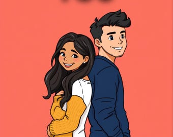 Premade Rom Com Book Cover, Laughing Couple Illustration Art for Second Chance Authors